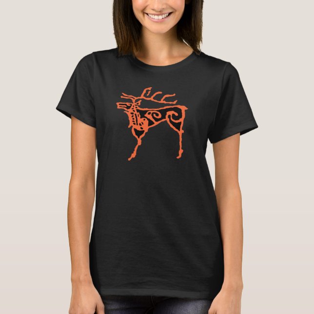 T-shirt Cerfs communs préhistoriques d'art de roche (Devant)