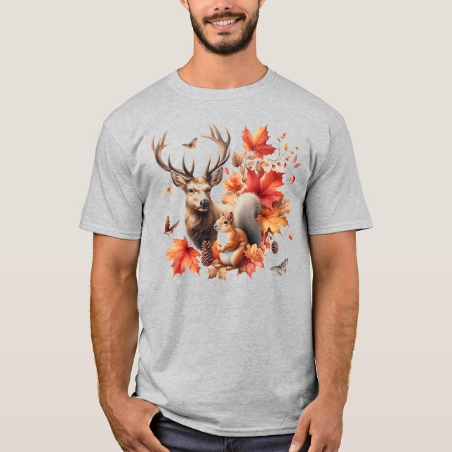 T-shirt Cerfs d'automne Saison automnale   (Devant)