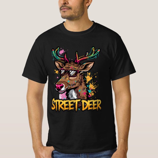 T-shirt Cerfs de rue – Graffiti Rennes Noël Design (Devant)