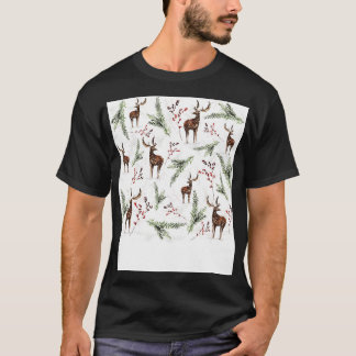 T-shirt Cerfs Et Aiguilles Motifs D'Hiver