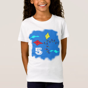 T-Shirt Cerfs-volants mignons Rouge Jaune Numéro d'âge Ann