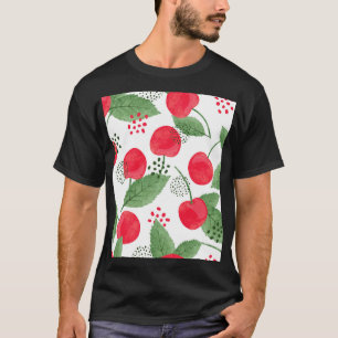 T-shirt Cerise Berries Vintage, Aquarelle Sans Fil.