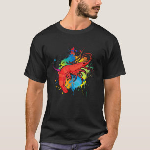 T-shirt Cerise Crevette Aquarelle Poisson Aquarium d'eau d