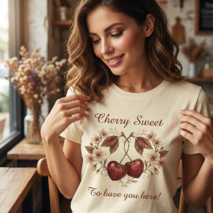 T-shirt Cerise Vintage Douce De Vous Avoir Ici Floral