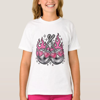 T-shirt Cerises argentées en flammes - Cerise chromée en f