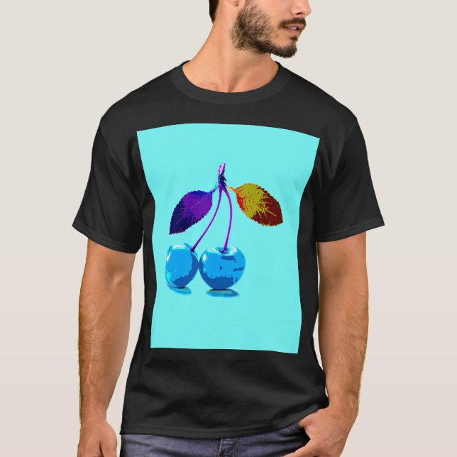 T-shirt Cerises bleues vives (Devant)