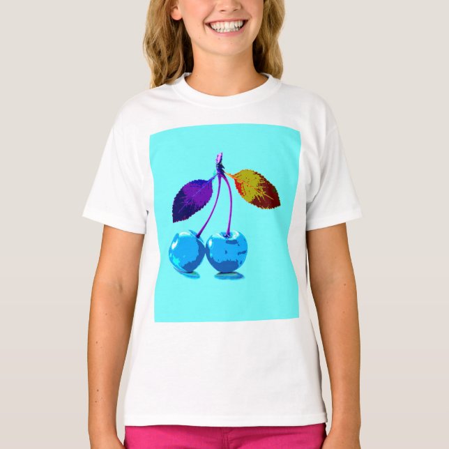 T-shirt Cerises bleues vives (Devant)