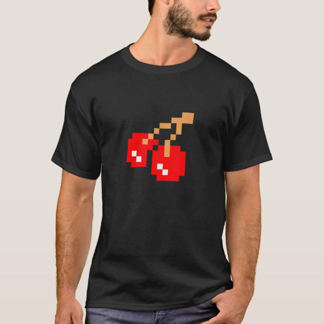 T-shirt Cerises Cerise Pixel 8 bits Costume de jeu d'arcad (Devant)