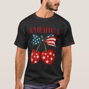 T-shirt Cerises d'Amérique Coquette Nœud Cerise 4 juillet 