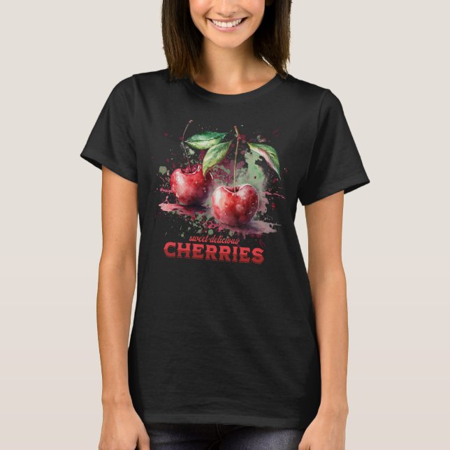 T-shirt Cerises d'aquarelle (Devant)