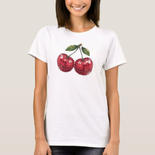 T-shirt cerises fruits disco boule super rétro