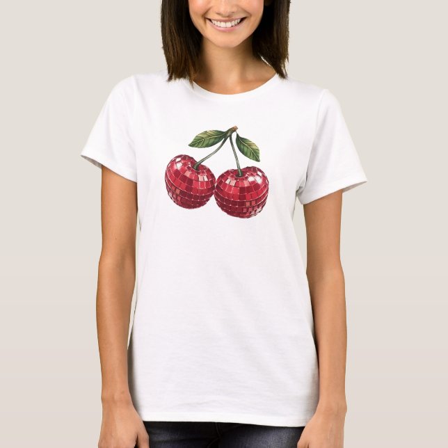 T-shirt cerises fruits disco boule super rétro (Devant)