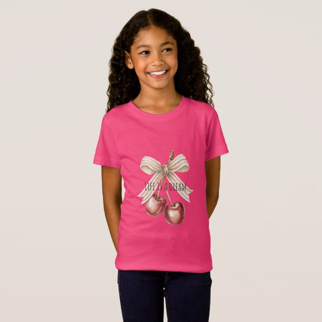 T-Shirt Cerises Rouges Pailletées Or   (Devant entier)