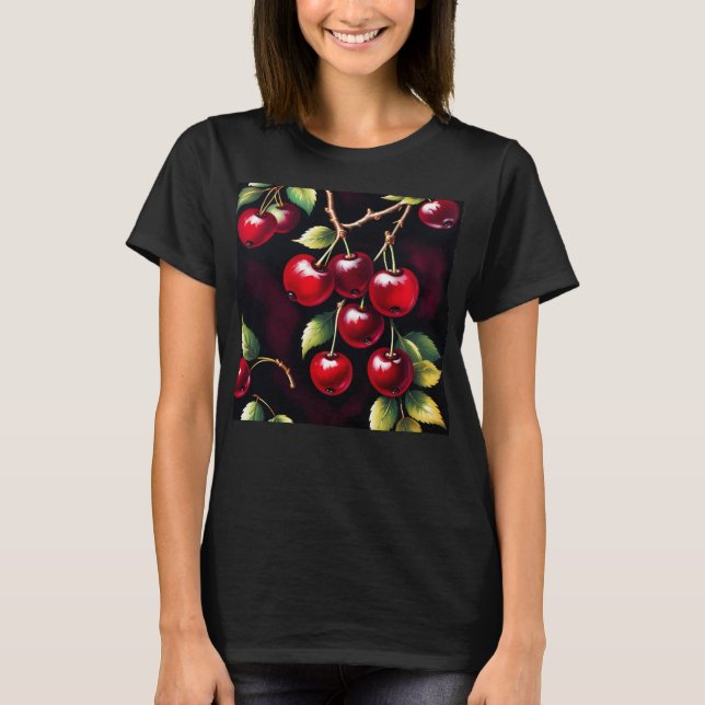 T-shirt Cerises rouges rétro (Devant)