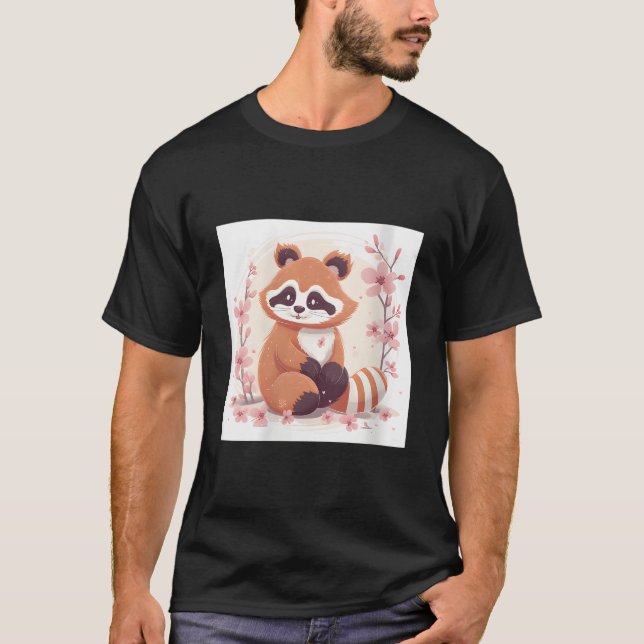 T-shirt Cerisier Fleur Et Style Doux Panda Rouge (Devant)