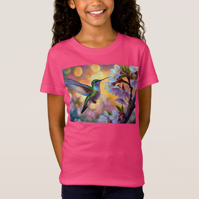 T-Shirt Cerisier Imaginaire Sunrise Hummingbird  (Devant)