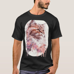 T-shirt Cerisier Japonais Fleur de Sakura Chat Sibérien