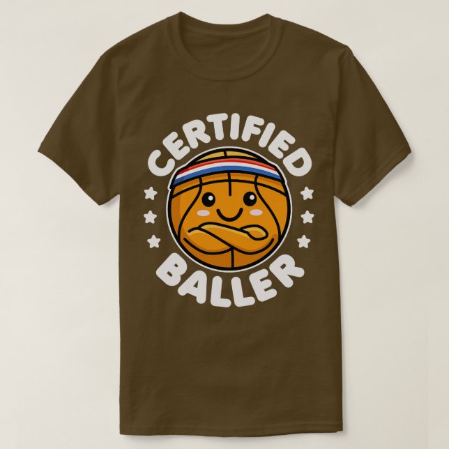 T-shirt Certifié Baller Cute Kawaii Basketball Design (Design devant)