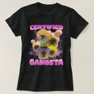 T-shirt Certifié Gangsta Kawaii Chat Mème Filles Ados Chat