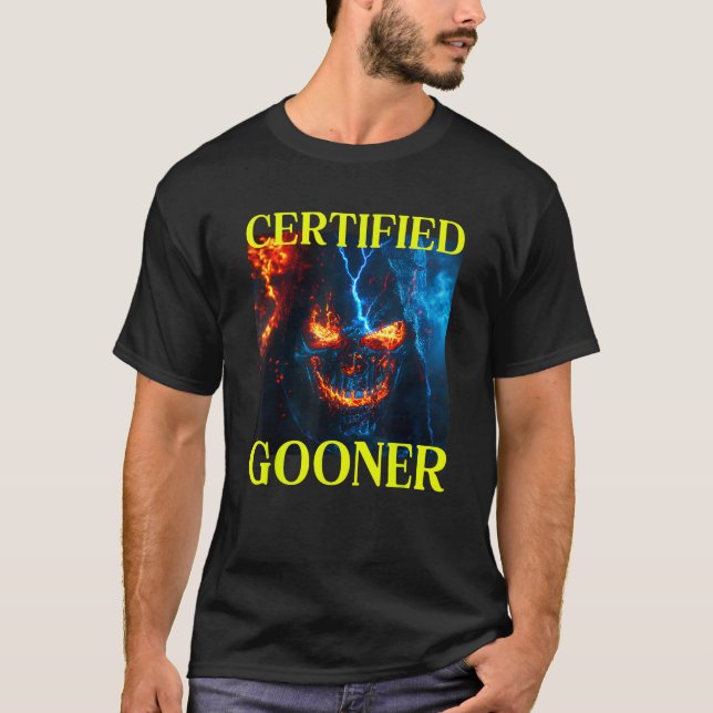 T-shirt Certifié Gooner Cringe Dur Skeleton Mème (Devant)