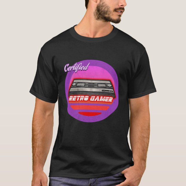 T-shirt Certifié Retro Gamer 1970 1980 1990 Video Game Co (Devant)