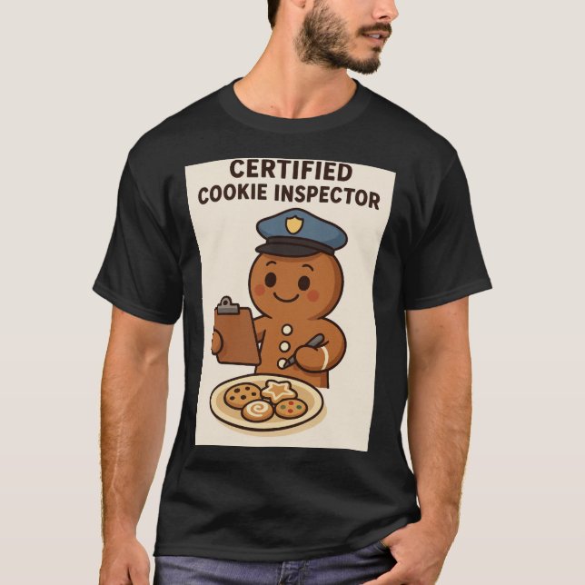 T-shirt Certified Cookie Inspector Gingerbread (Devant)