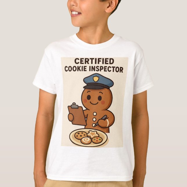 T-shirt Certified Cookie Inspector Gingerbread Man (Devant)