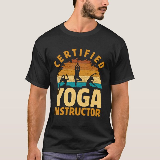 T-shirt Certified Yoga Instructor  Meditation Retro Namast (Devant)