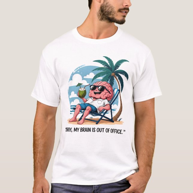 T-shirt Cerveau Amusant En Vacances-Humour De Plage (Devant)