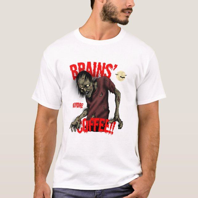 T-shirt Cerveau avant le thé zombie (Devant)