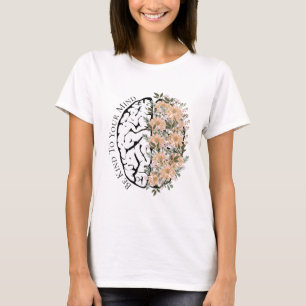 T-shirt Cerveau Avec Les Floraux Soyez Gentil À Votre Espr