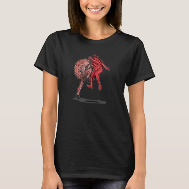 T-shirt Cerveau contre le Cool du coeur Design (Devant)