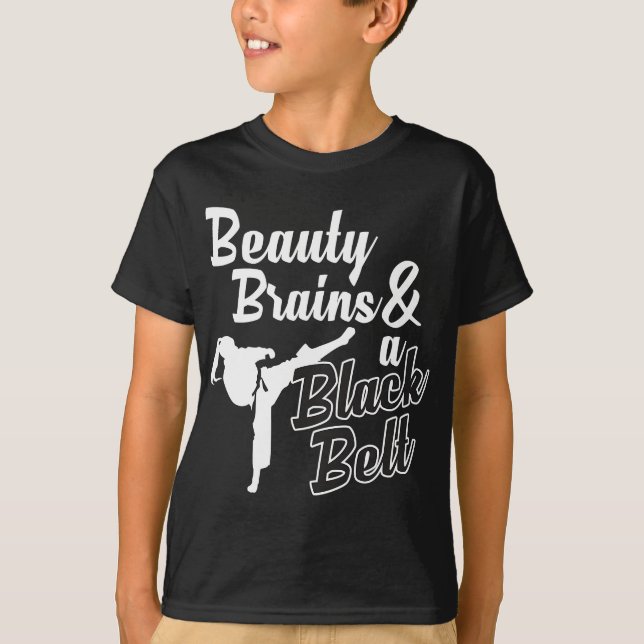 T-shirt Cerveaux De Beauté Et Une Ceinture Noire Funny Art (Devant)