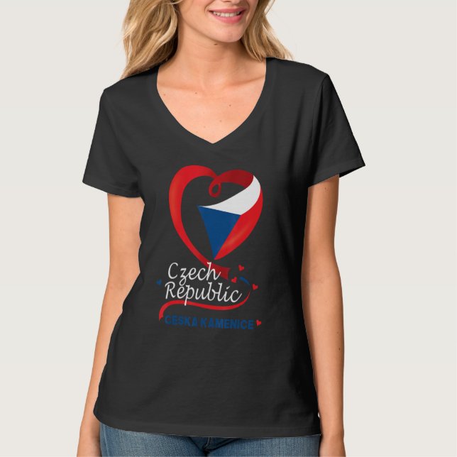 T-shirt Ceska Kamenice République Tchèque Coeur Drapeau De (Devant)