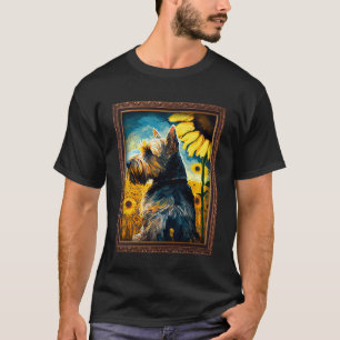 T-shirt Cesky Terrier Peinture Fleur de tournesol Maman Fe
