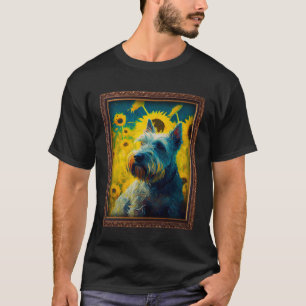 T-shirt Cesky Terrier Peinture Fleur de tournesol Maman Fe
