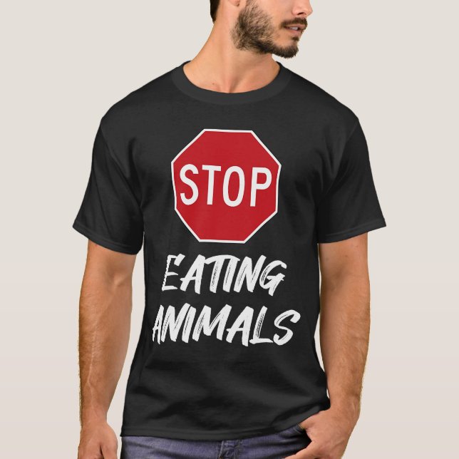 T-shirt Cessez de manger des animaux Signal Végétarien Cru (Devant)