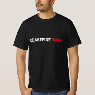 T-shirt Cessez le feu Maintenant blanc rouge noir grunge t
