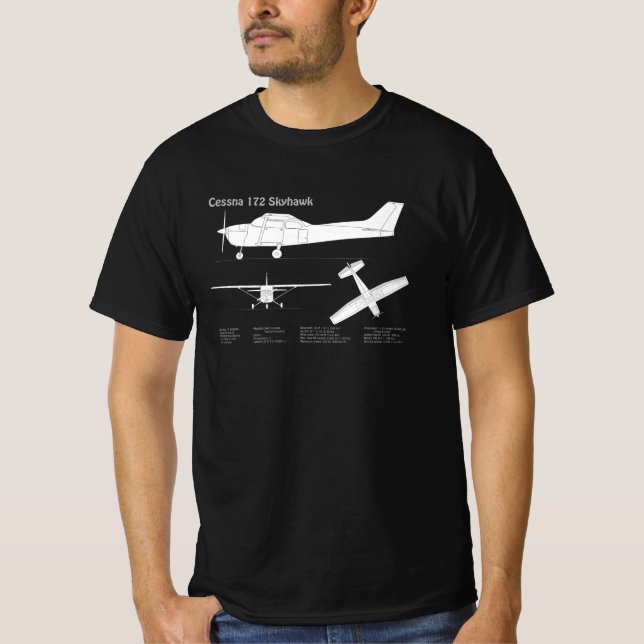 T-shirt Cessna 172 Skyhawk - Plan directeur de l'avion ABD (Devant)