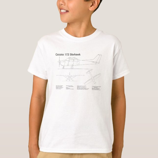 T-shirt Cessna 172 Skyhawk - Plan directeur de l'avion BD (Devant)