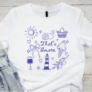 T-shirt C'est Amore Blue Coquette Bow Été Italien