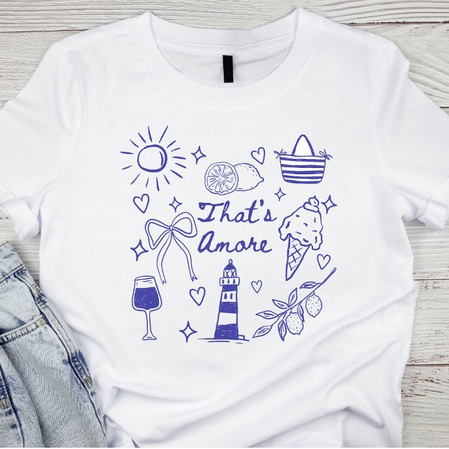 T-shirt C'est Amore Blue Coquette Bow Été Italien (Créateur téléchargé)