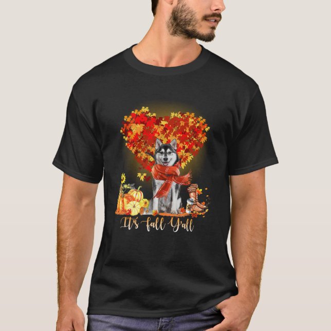 T-shirt C'est automne Y tous les Amoureux de les chiens Hu (Devant)