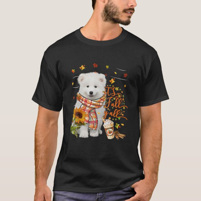 T-shirt C'est automne Y Tous les Chiens Samoyés Thanksgivi (Devant)