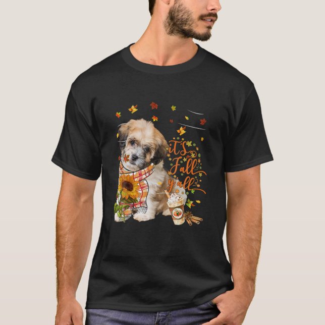 T-shirt C'est automne Y Tous les Chiens Shichon Thanksgivi (Devant)