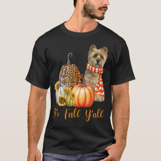 T-shirt C'est Automne Y'all Cairn Terrier Citrouille Leopa