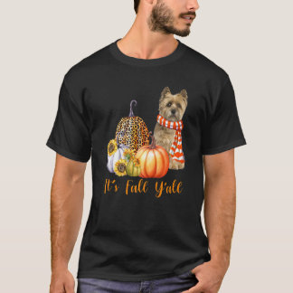 T-shirt C'est Automne Y'all Cairn Terrier Citrouille Leopa