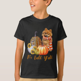 T-shirt C'est automne Y'all Poméranien Chien Leopard Citro