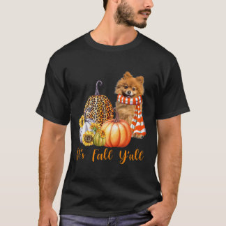 T-shirt C'est automne Y'all Poméranien Chien Leopard Citro