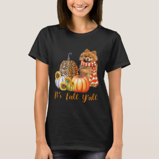 T-shirt C'est automne Y'all Poméranien Chien Leopard Citro